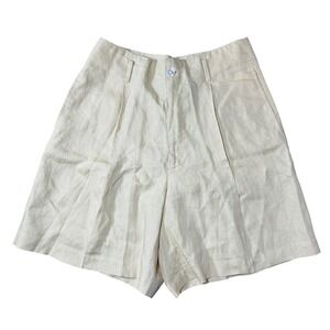 Gap Linen Shorts Womens 8 Yellow High Waisted Pleated 100% Linen Vintage Summer